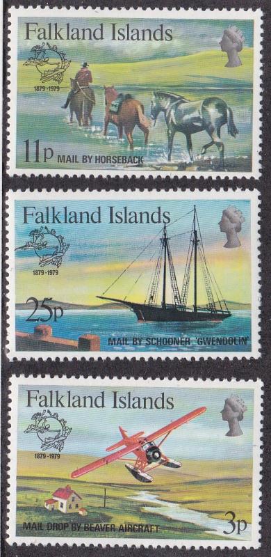 Falkland Islands # 295-297, UPU Membership Centennial, NH, 1/2 Cat.