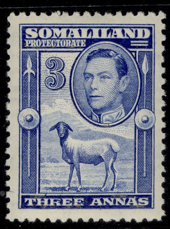 SOMALILAND PROTECTORATE GVI SG96, 3a bright blue, M MINT. Cat £18. 