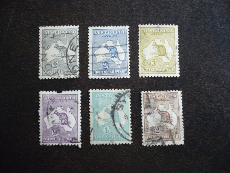 Stamps - Australia - Scott# 45-47,50-52 - Used Part Set of 6 Stamps