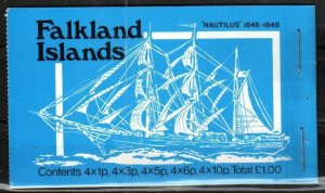 Falkland Islands Stamp 260, 262, 264, 265, 269  - Mail Ships, booklet blue cover