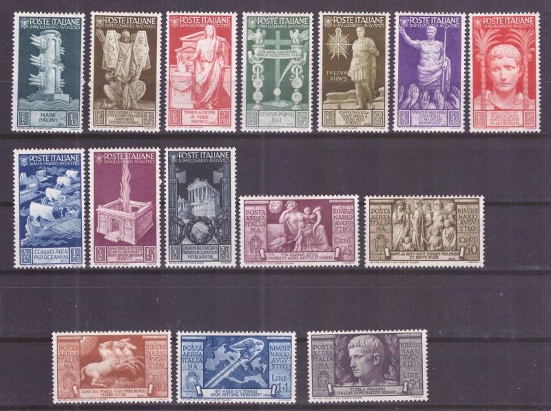 Italy Scott 377-86, C95-99 MH* 1937 Augustus Caesar set CV $259