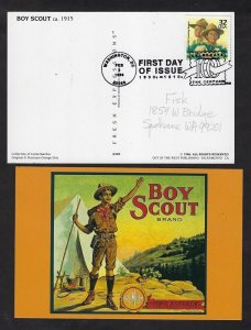 1998 Boy Scouts Celebrate Century # 3183j FDC BSA Orange label postcard