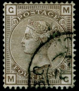 SG160, 4d grey-brown plate 18, USED. Cat £80. WMK CROWN. MG