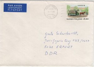Finland 1988 Cover to Germany Sc 772 2.40m Horse-drawn tram, 1890 EUROPA