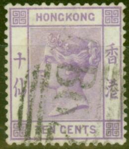 Hong Kong 1880 10c Mauve SG30 Fine Used