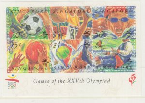 SINGAPORE, 1992 Barcelona Olympic Games set of 6 & Souvenir Sheet, mnh.