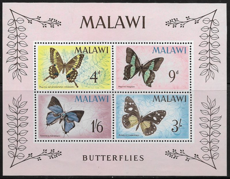 MALAWI, 40A, MNH, SS OF 4 , BUTTERFLIES