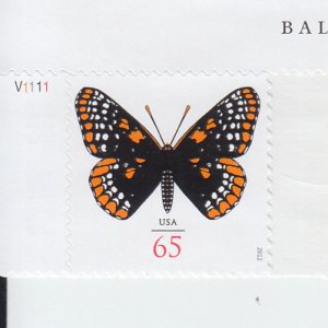 2012 USA Checkerspot Butterfly P# Single UL (Scott 4603) MNH