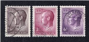 Luxembourg 1965-66 1.50f, 2f & 6f Jean, Scott 421-422, 428 used, value = 75c