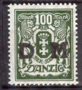 Danzig Service 1923 Coats of Arms overprint DM on 100 M. Mi. 37 MNH