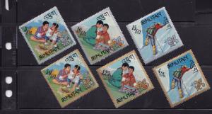 Bhutan 1967 Boy Scouts complete (6) Both Silver & Gold Borders VF/NH