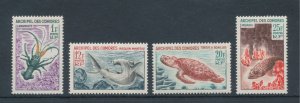 1966 Comoros - Yvert Catalogue no. 35/38 - Marine Fauna and Flora - 4 values - M
