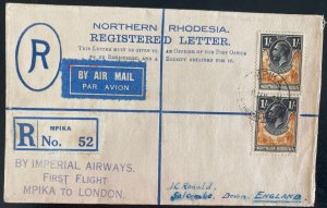 1932 Mpika Northern Rhodesia First Flight Airmail Cover FFC To Salcomve England