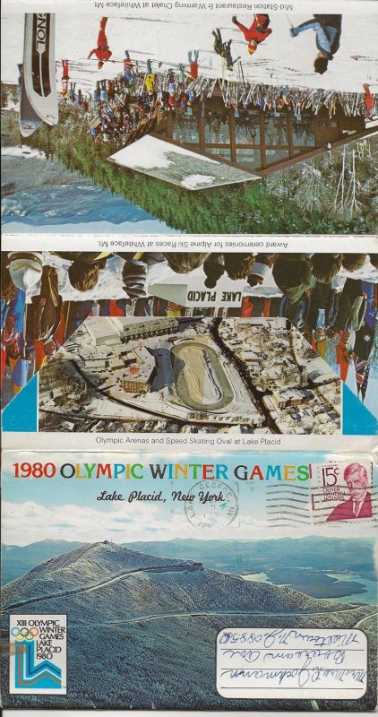 1980 Olympics Picture Mailing Folder. Lake Placid NY. Postally Used