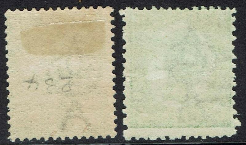 QUEENSLAND 1907 QV 1/2D AND 6D WMK CROWN/A 