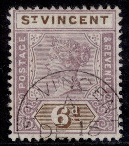 ST. VINCENT QV SG73, 6d dull mauve & brown, FINE USED. Cat £50. CDS