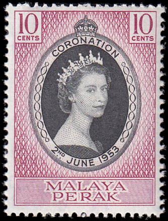 Malaya Perak Scott 126 Queen Elizabeth II Coronation MNH