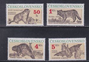 Czechoslovakia # 2804-2807, Protected Animals, Mint NH, 1/2 Cat