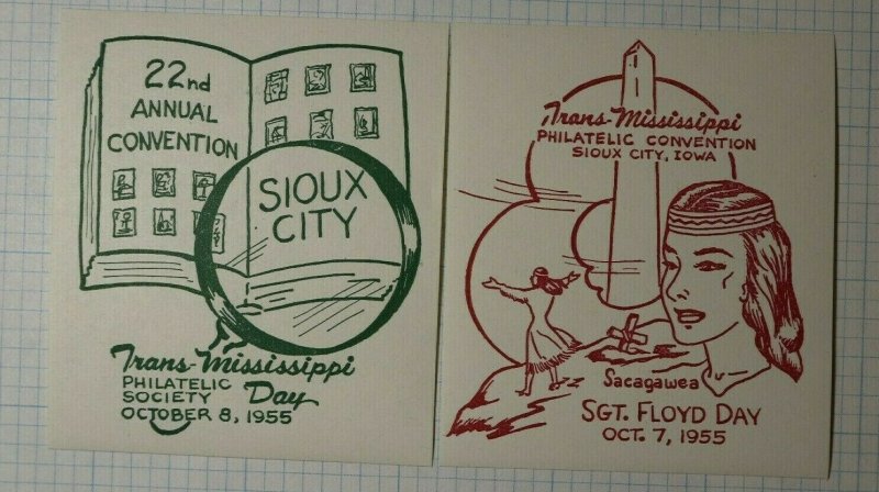TMPS Convention Sioux City IA 1955 Philatelic Souvenir Ad Label Set of 4