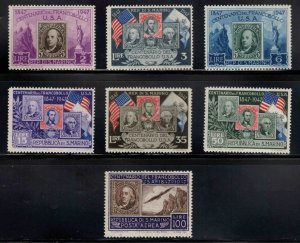 San Marino Scott 266-271, C55 MH* stamp on stamp  1947 set with airmail