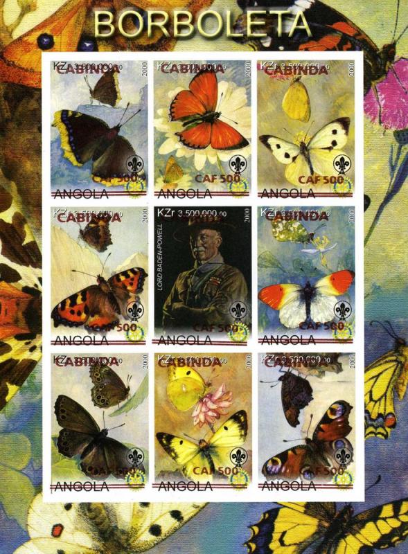 Cabinda (Angola) Butterflies-Scouts-Rotary Sheet Imperforated mnh.vf