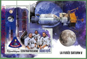 B1308 - Centrafricaine - ERROR MISPERF Stamp Sheet - 2023 - SPACE, Saturn V-