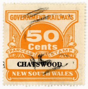 (I.B) Australia - NSW Government Railways : Parcel Stamp 50c (Chatswood) 1974