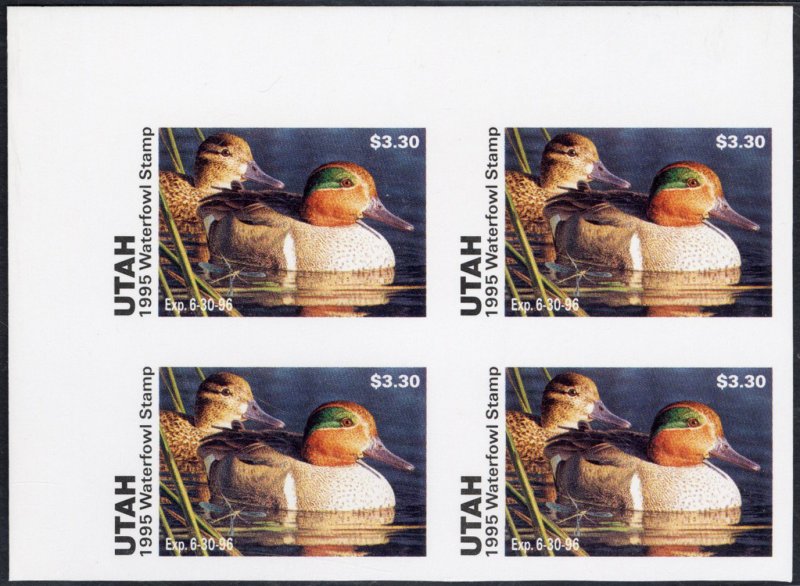 United States, Duck Hunting - State #10, Utah, 1995 $3.30 Golden Winged Teal,...