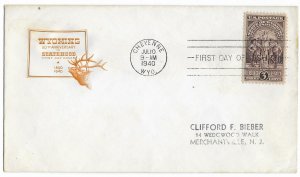 #897 FDC, 3c Wyoming 80th, 3 diff. cachets