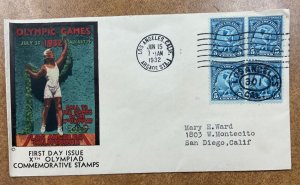 1932 Los Angeles Summer Olympics  #719  FDC 1st cachet Olympic Cover Co.