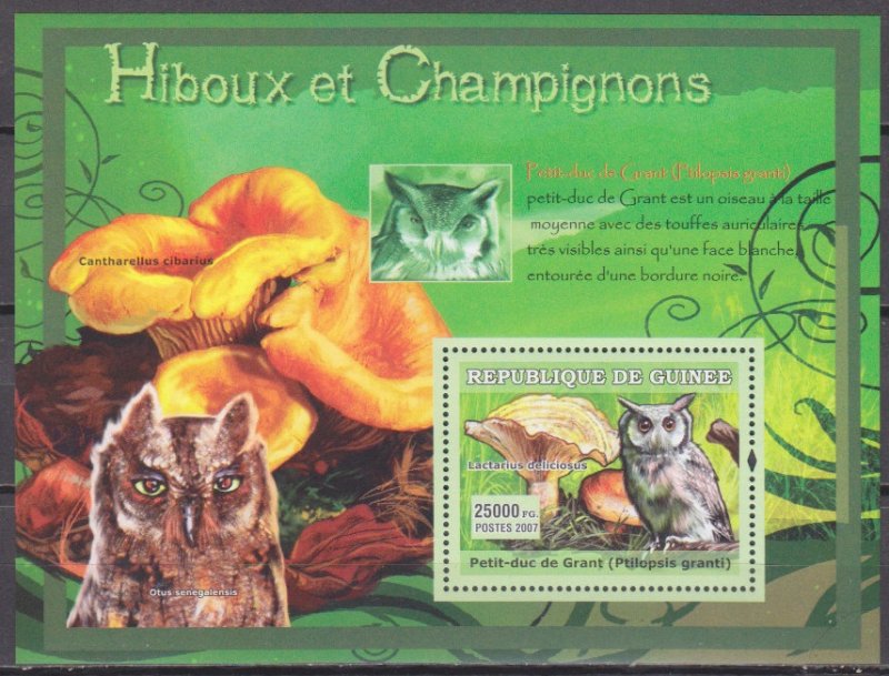 2007 Guinea 4741/B1196 Mushrooms and Owls 7,00 €