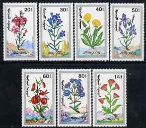 Mongolia 1991 Flowers perf set of 7 values unmounted mint...