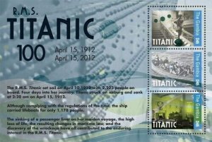 Gambia 2012 - R.M.S. 100th Anniversary Titanic - Sheet of 3 Stamp Scott 3416 MNH