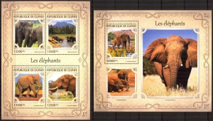 Guinea 2017 Elephants sheet + S/S MNH