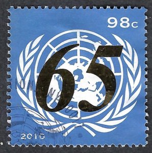 United Nations #1010 98¢ 65th Anniversary of the United Nations (2010). Used.