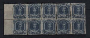 Newfoundland #31 Mint Plate Block Of 10