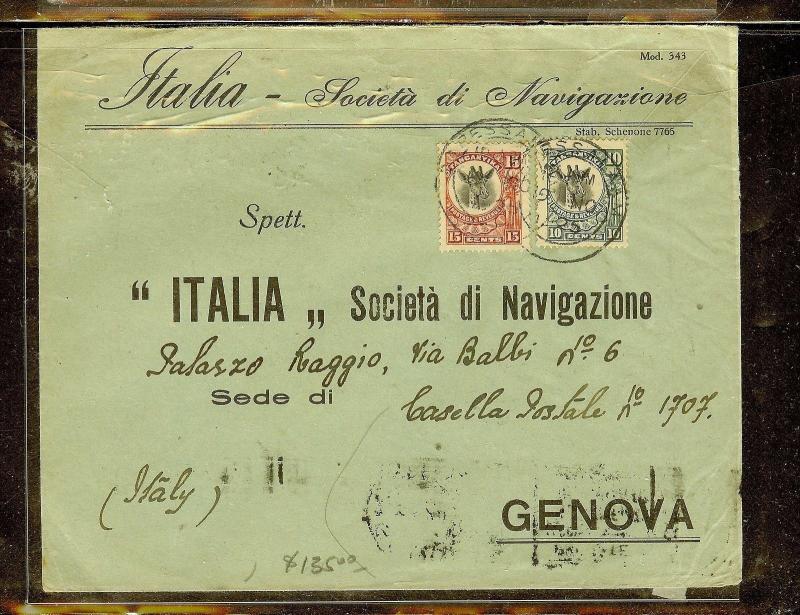 TANGANYIKA (P0210B) GIRAFFE 1925 15C+10C  COVER TO  ITALY