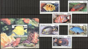 Guinea 1997 Marine Life Fishes Set of 6 + S/S MNH