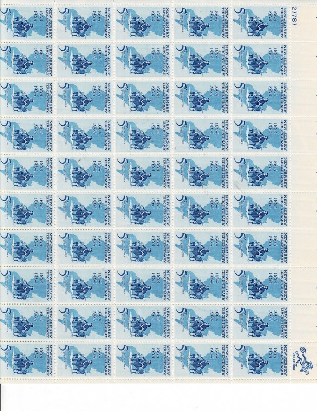 New Jersey 5c US Postage Sheet VF MNH #1247