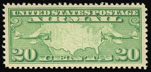 C9, Mint SUPERB NH GEM AIRMAIL STAMP - 20¢ Map - Stuart Katz