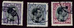 Denmark SC#116-117 & 121 Used F-VF...Bid on a Bargain!!