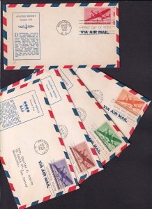 1941 Air Transport definitive Sc C25-C31-17 Linprint matched set FDCs (LB