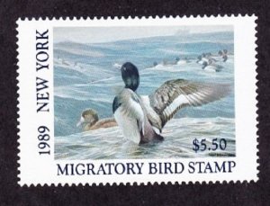 NY5 New York #5 MNH State Waterfowl Duck Stamp - 1989 Greater Scaup