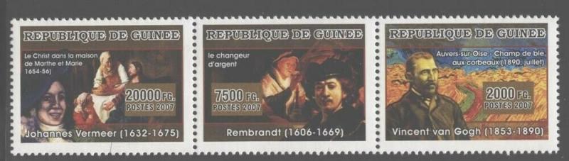 Guinea Republic 2007 Vermeer, Rembrandt & van Gogh set & S/S NH