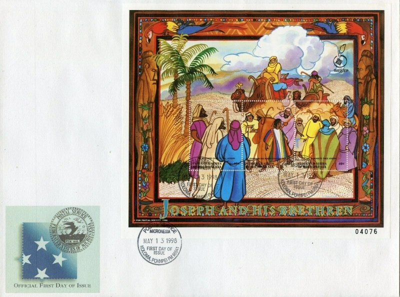 MICRONESIA 1998 BIBLE STORIES 'JOSEPH AND HIS BRETHREN' SHEET FIRST DAY COVER