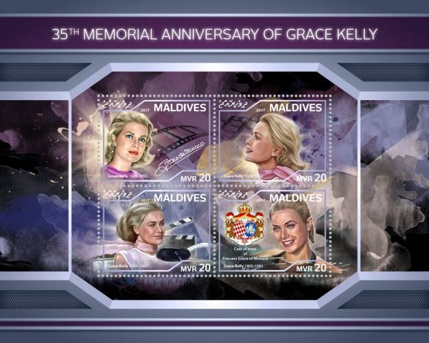 MALDIVES - 2018 - Grace Kelly, Princess of Monaco - Perf 4v Sheet - MNH