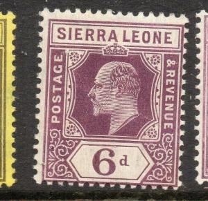 Sierra Leone 1907-10 Early Issue Fine Mint Hinged 6d. 303550