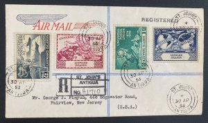 1953 St Johns Leeward Island Cover To Fairview NJ USA Universal Postal Union
