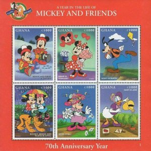 Ghana A Year In The Life Of Mickey And Friends Souvenir Sheet of 6 Stamps MNH