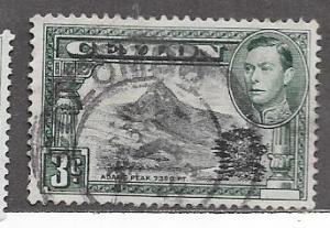 Ceylon #279a  3c  George VI  dark green  (U) CV $12.00